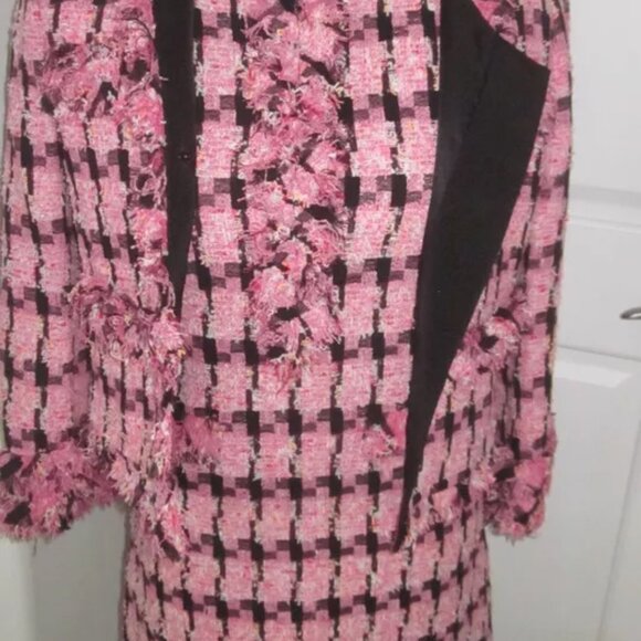 Moschino HOUNDTOOTH TWEED Jacket + Dress PINK 4 Dynasty Fallon Carrington 2 Piec - Picture 5 of 14